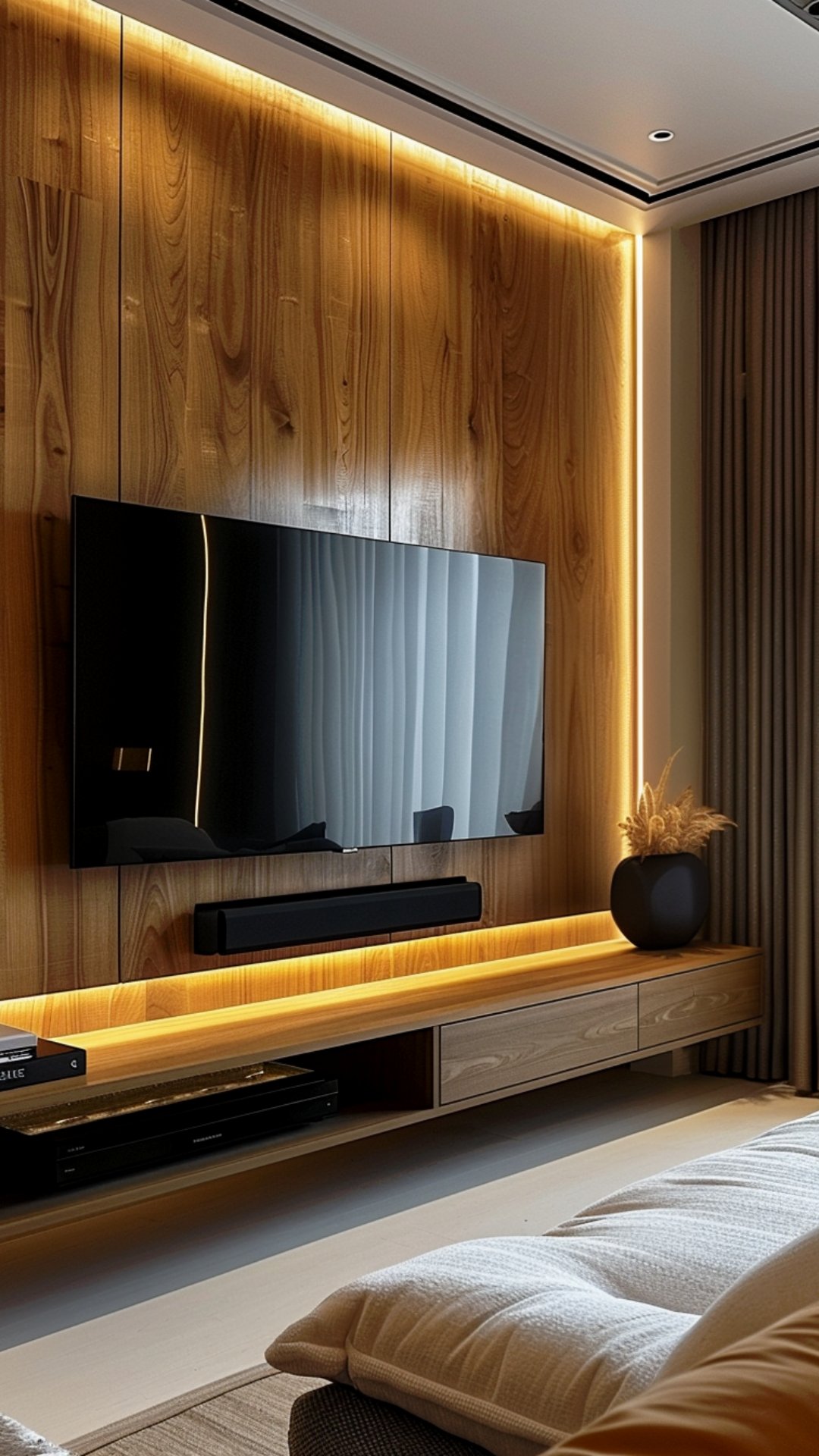 bedroom wooden tv wall