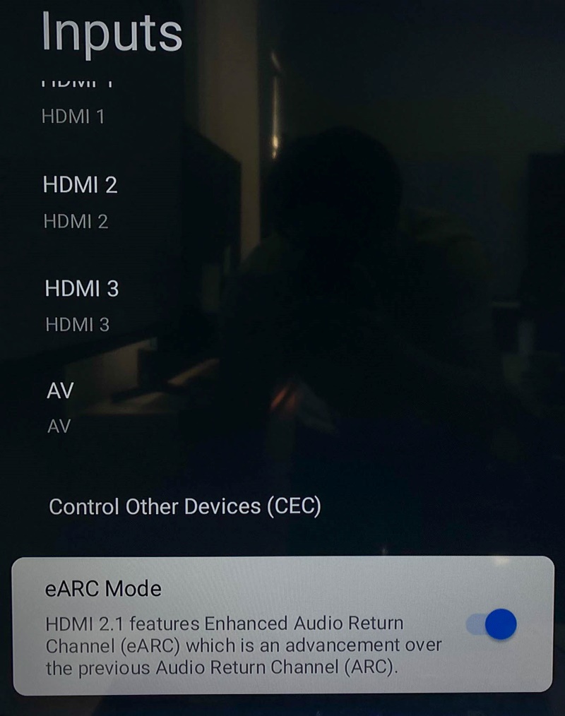 eARC Mode is turned on in TCL TV settings