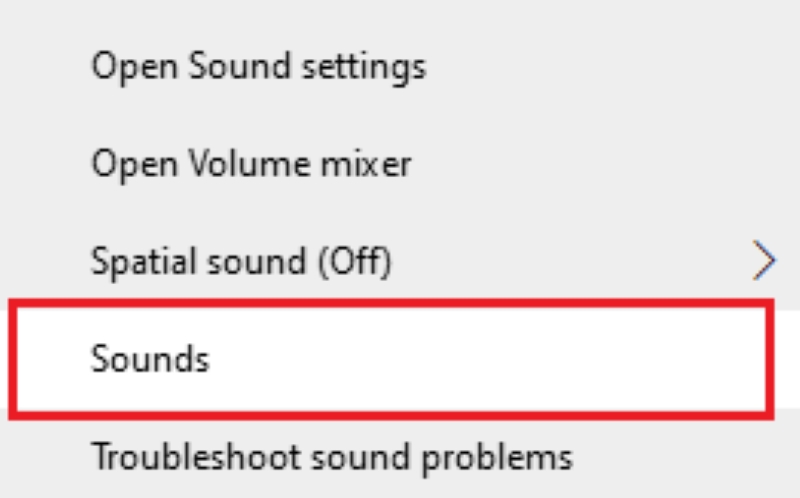 select Sounds in Windows Speaker settings