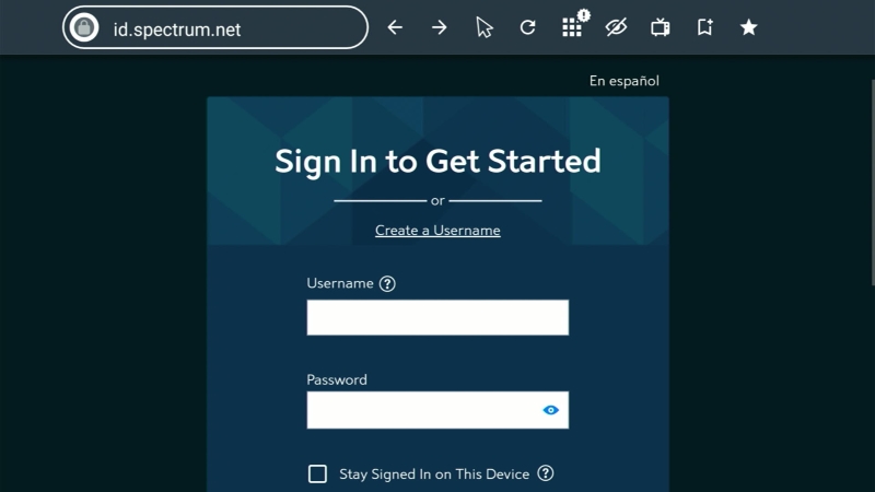 Spectrum TV Sign-In site on Amazon Silk browser