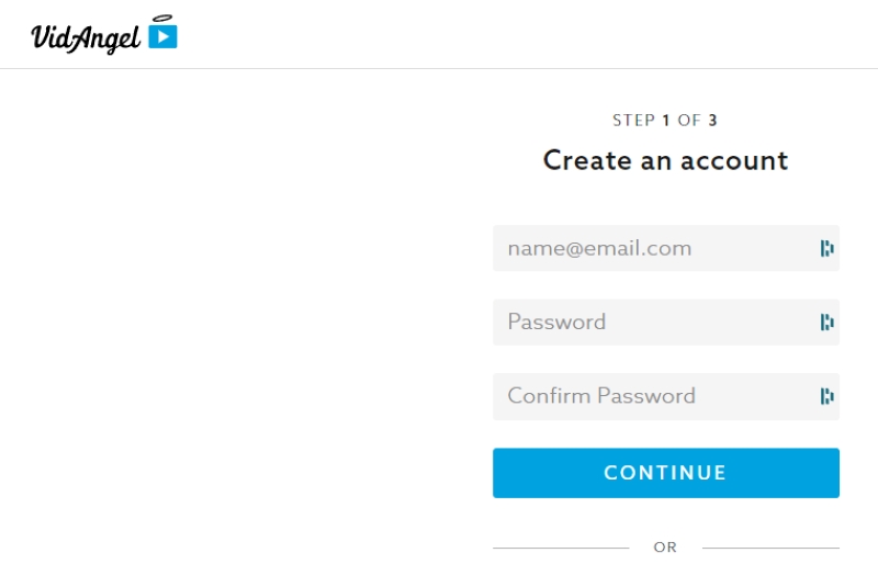 VidAngel account creation page