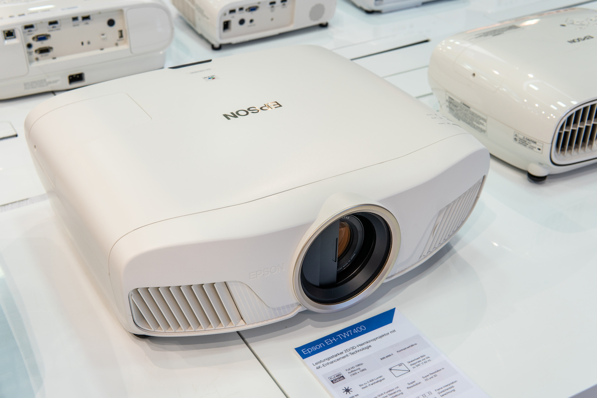 an Epson EH-TW7400 4k projector in a store