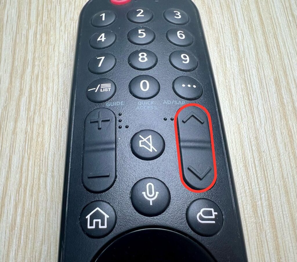 channel buttons of an lg tv are highlighted