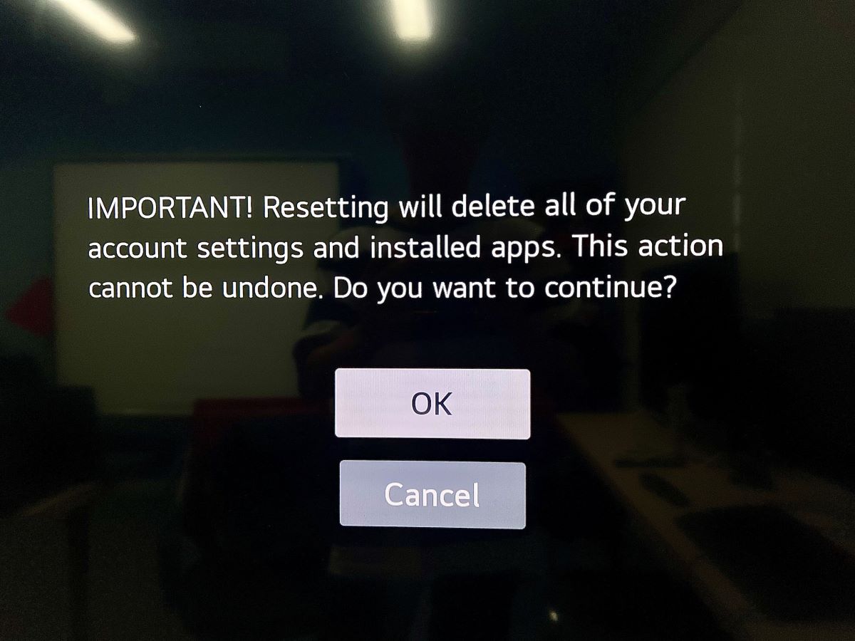 confirm to factory reset an lg tv
