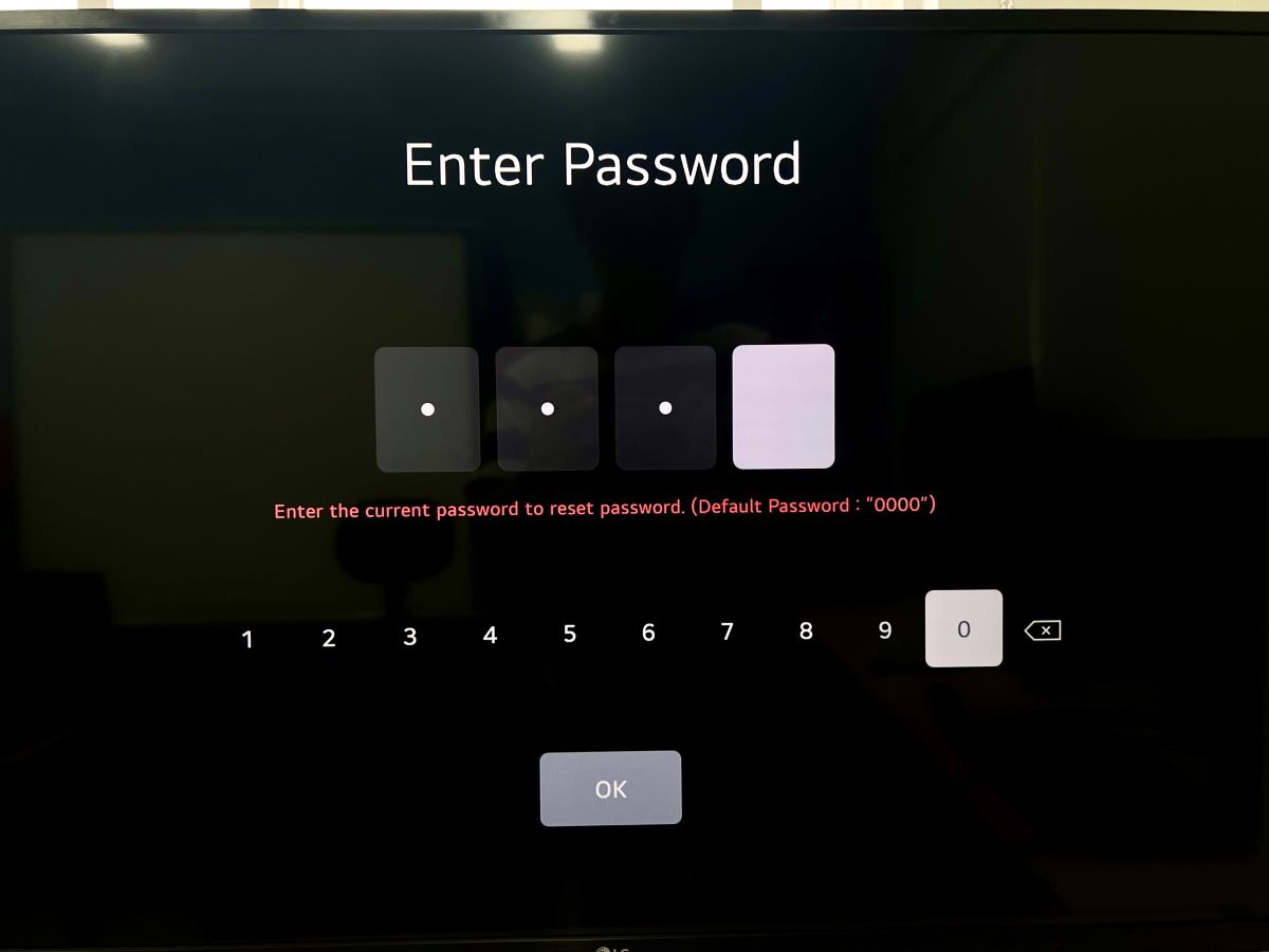 enter password on an lg tv