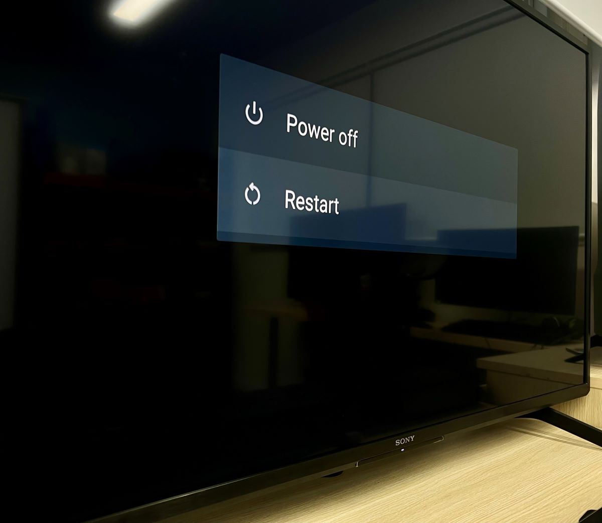 restart option is highlighted on a sony