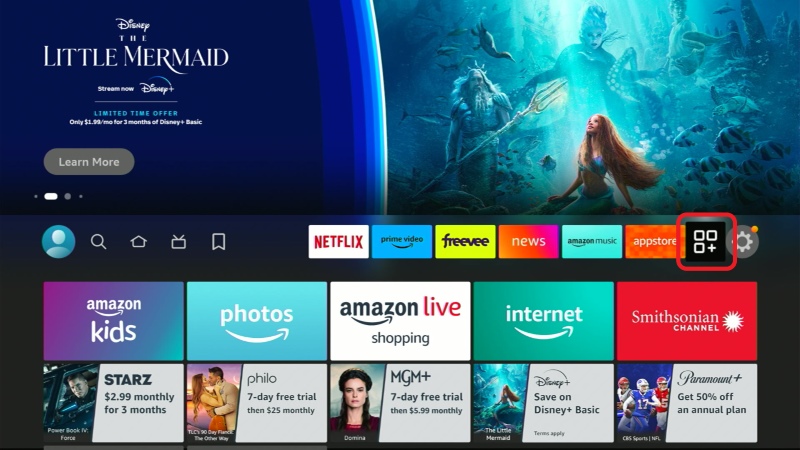 select the Application icon on the Fire Stick home screen