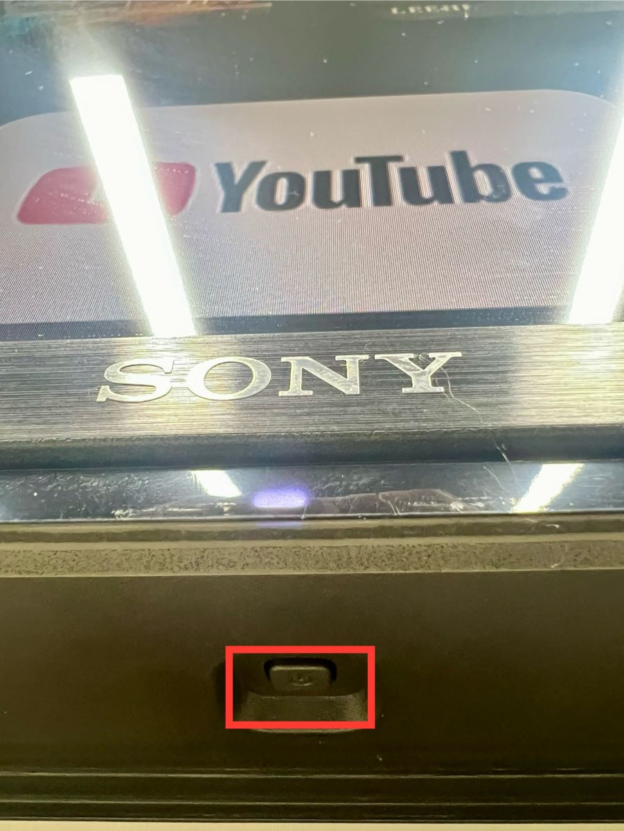 sony tv's power button is highlighted