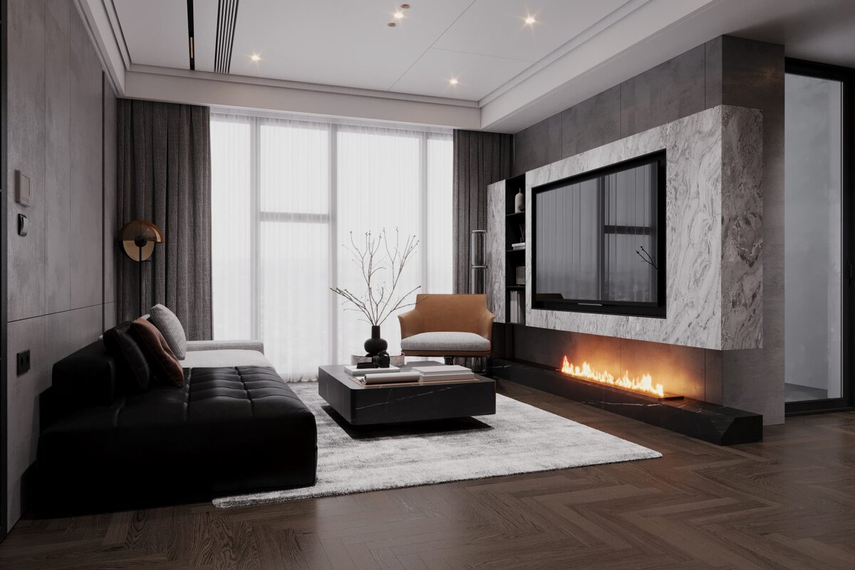 Apartments & Small Spaces TV Wall Designs With Fireplaces- 5