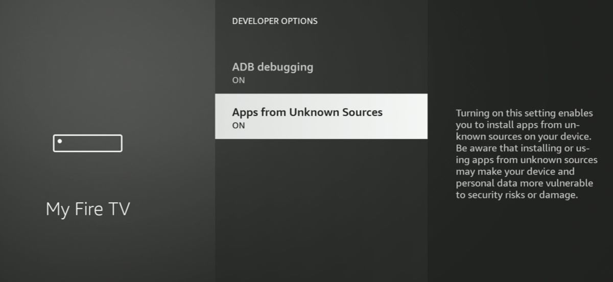 App from Unknown sources is activated on Fire Stick