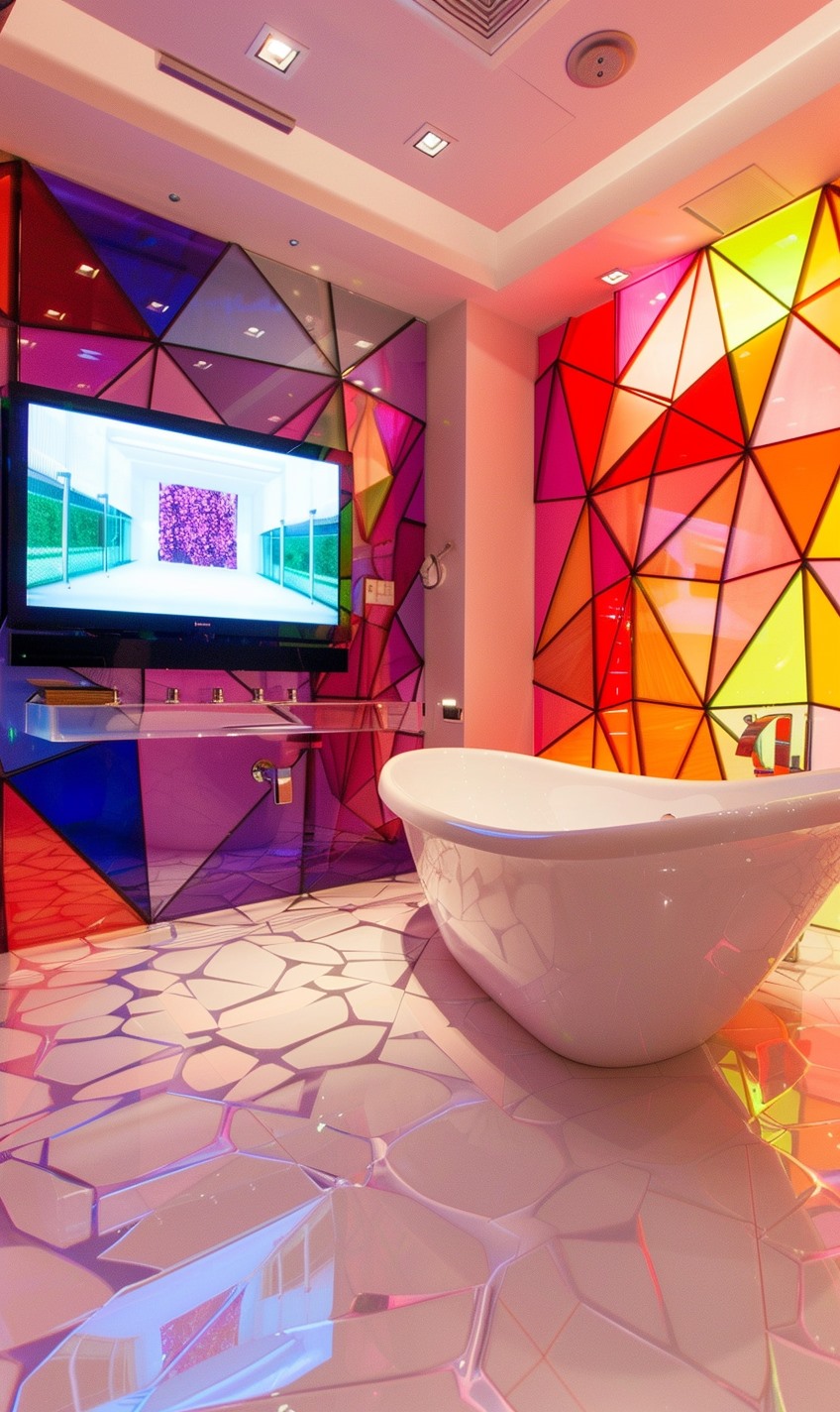 Luxury Bathroom with a TV