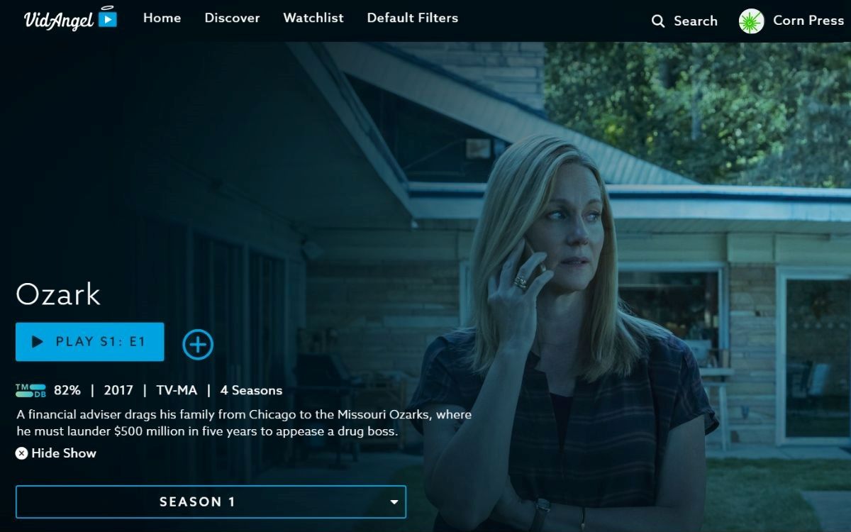 Ozark TV series with a short description on VidAngel