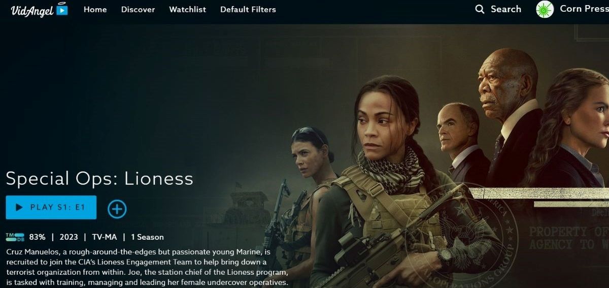 Special Ops Lioness poster on VidAngel with the main casts