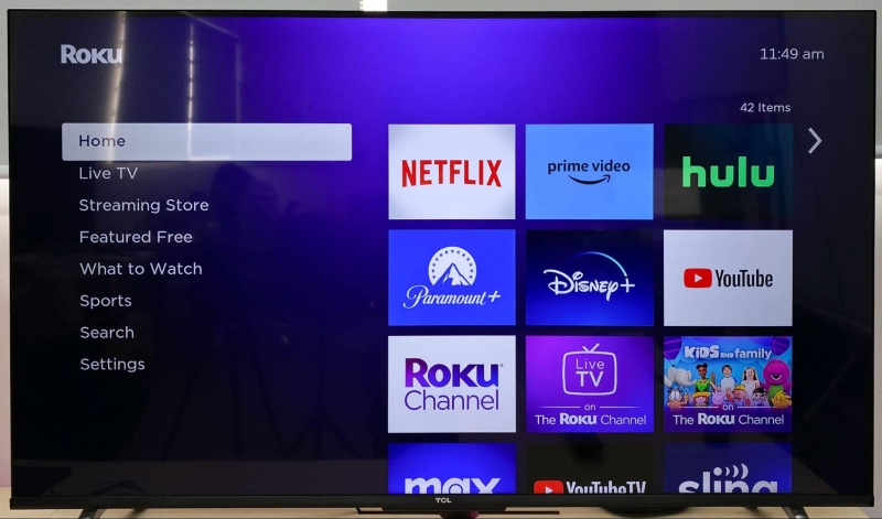 TCL Roku TV home settings screen