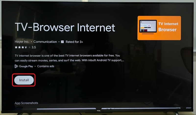TV-Browser Internet install option on TCL TV