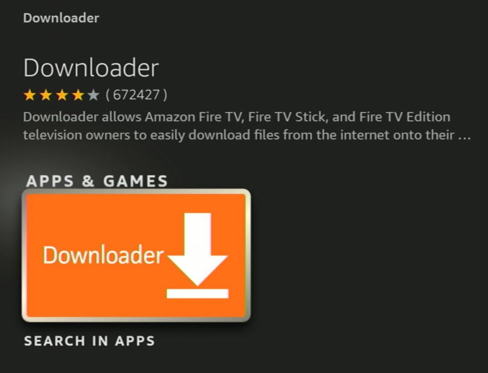 The downloader app with hundred thousand of downloads on Fire Stick