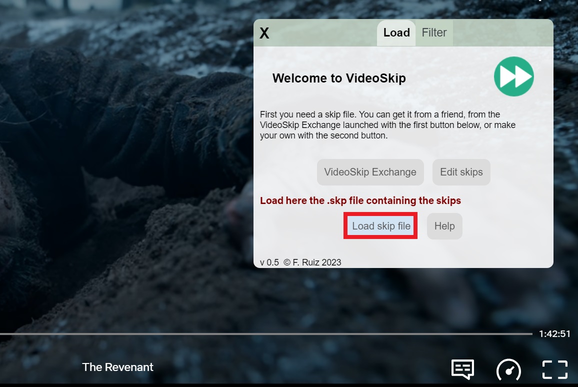 The load skip file on VideoSkip for Netflix