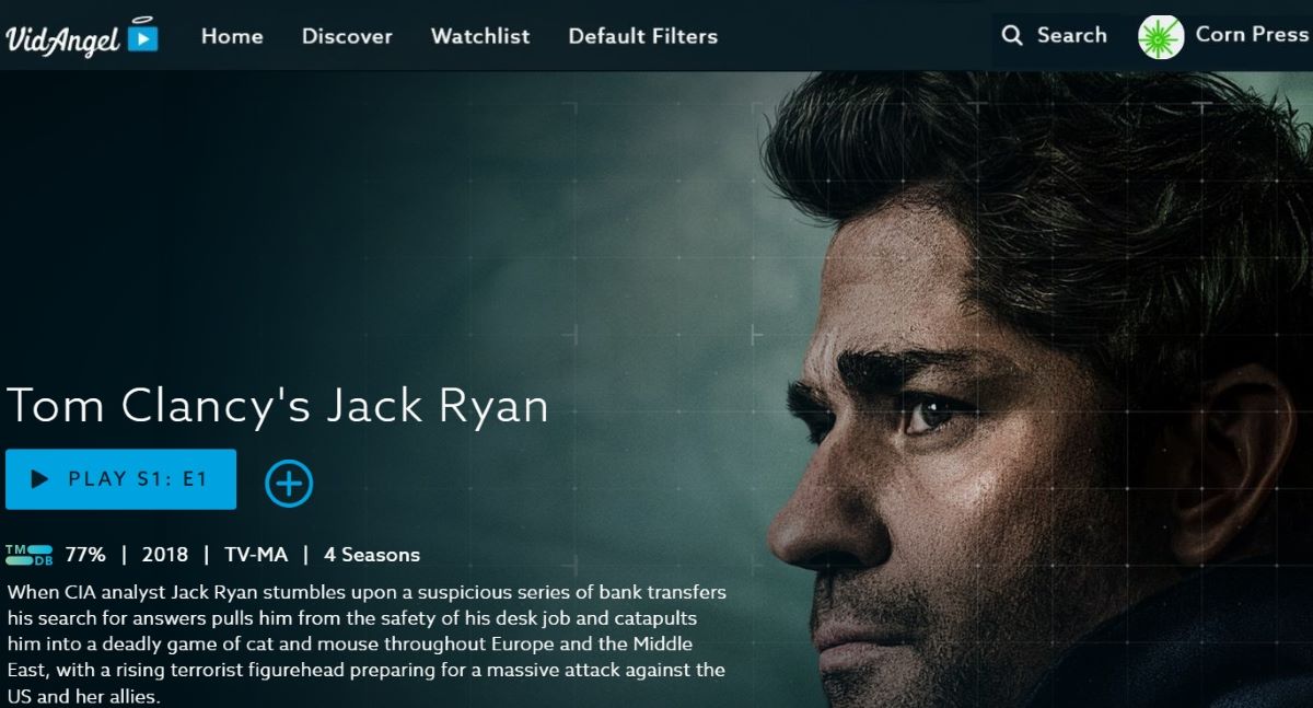 Tom Clancy's Jack Ryan TV series with the main character on VidAngel