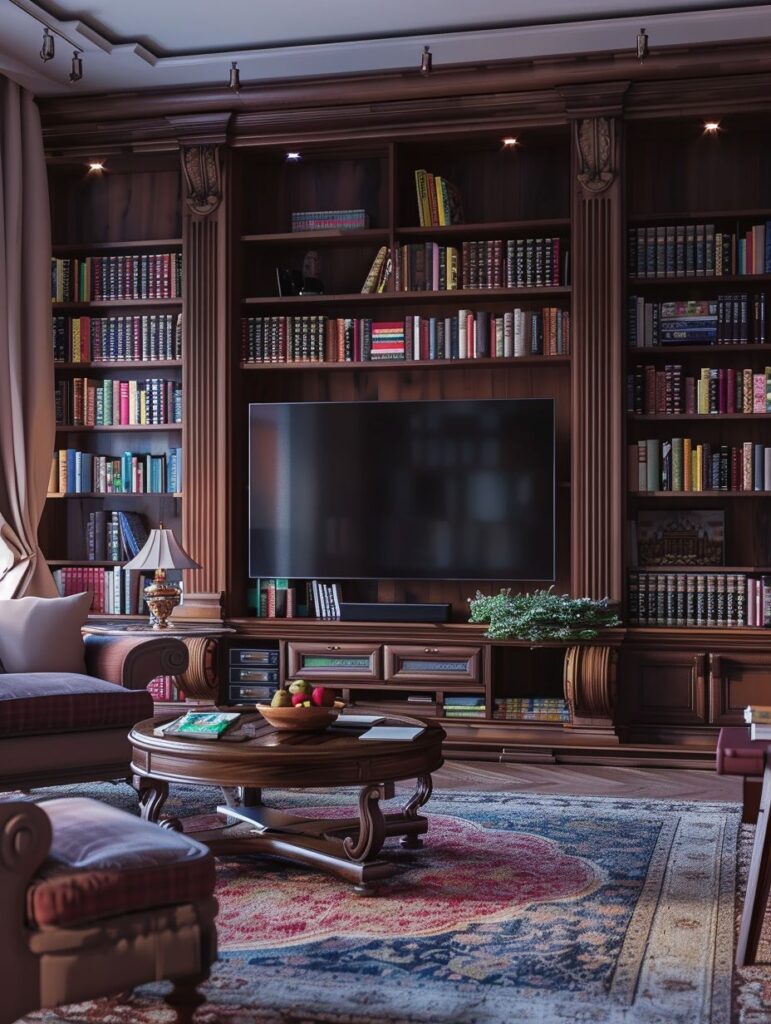 a TV with Books 1
