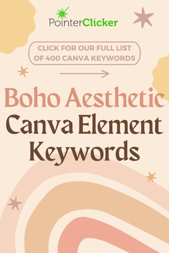 boho aesthetic canva element keywords