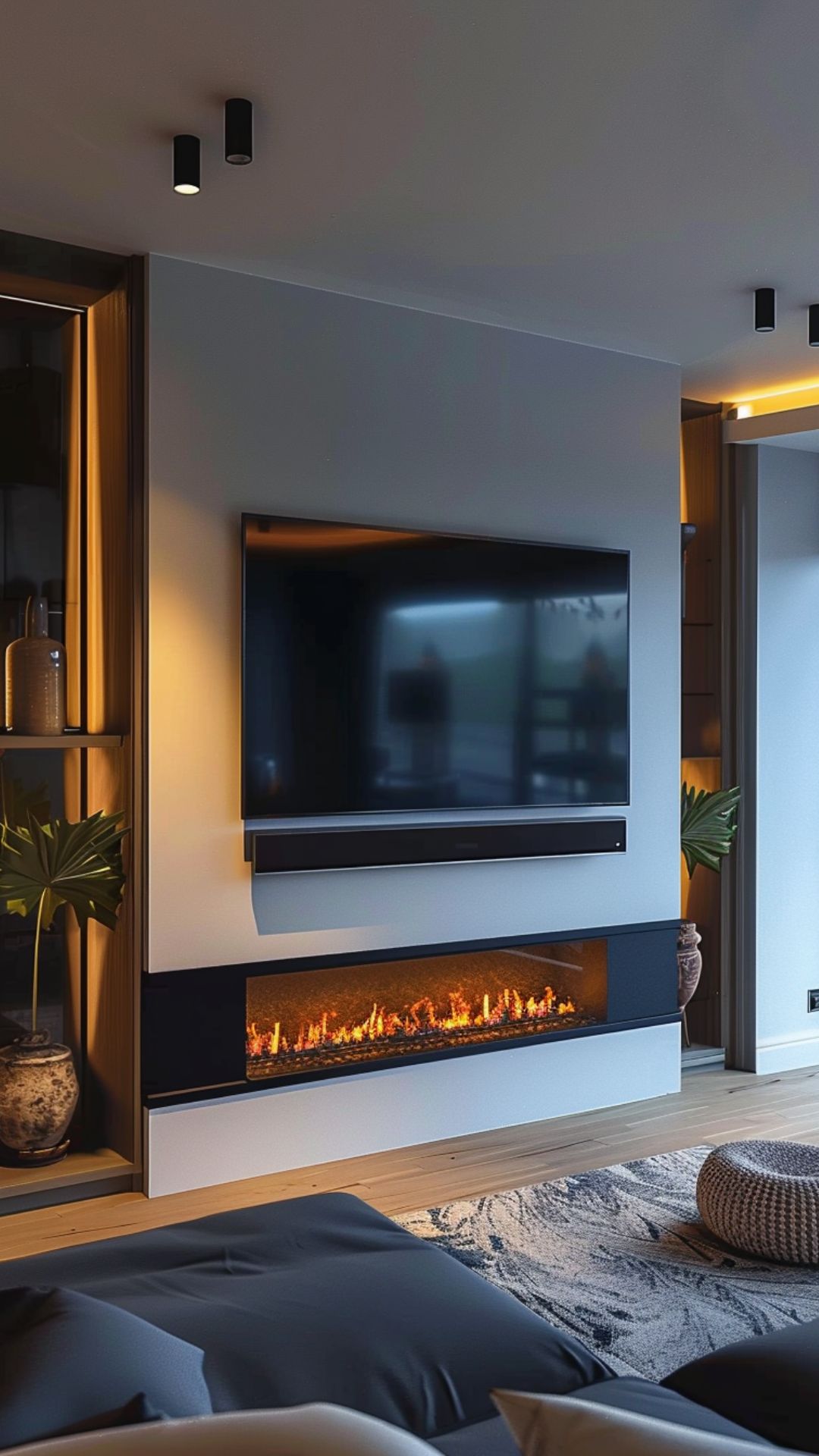 living room tv wall decor with fireplace