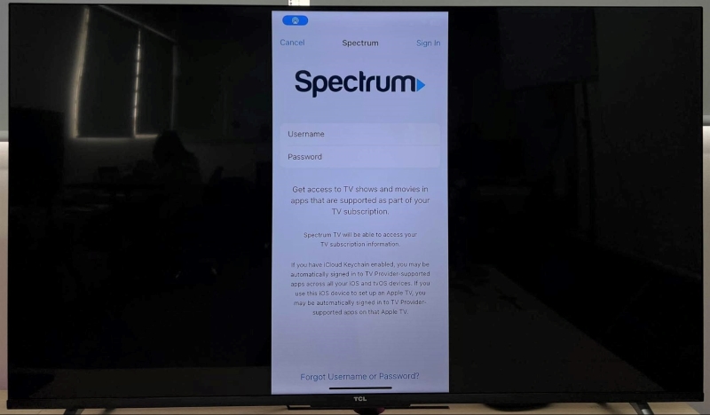 mobile Spectrum TV app is mirroring on TCL TV