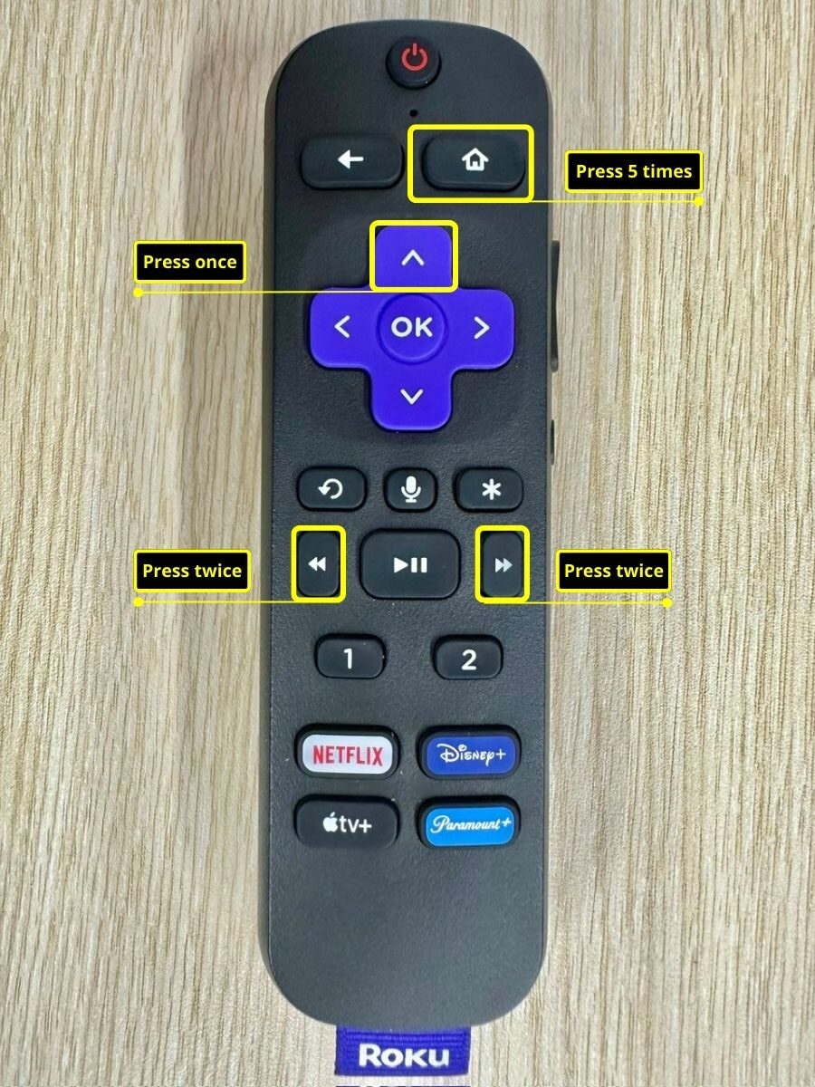 press the combination of buttons to restart a roku device