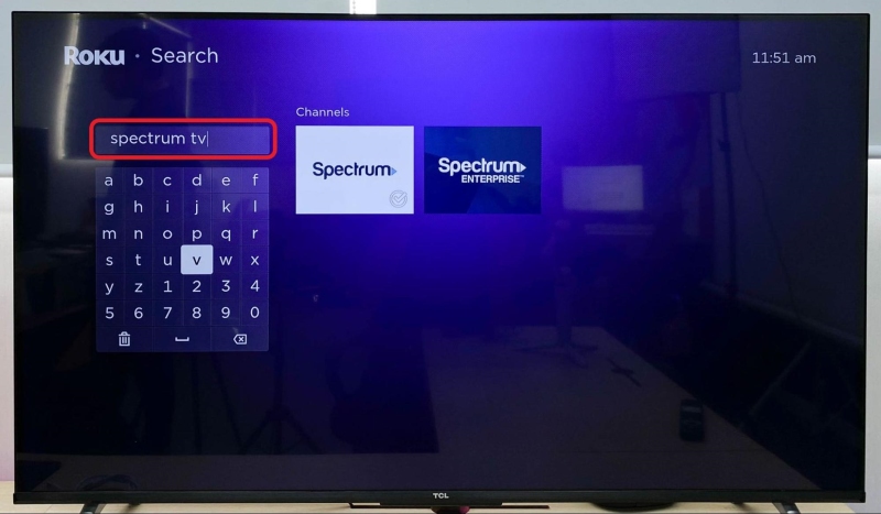 search for the Spectrum TV app on TCL Roku TV