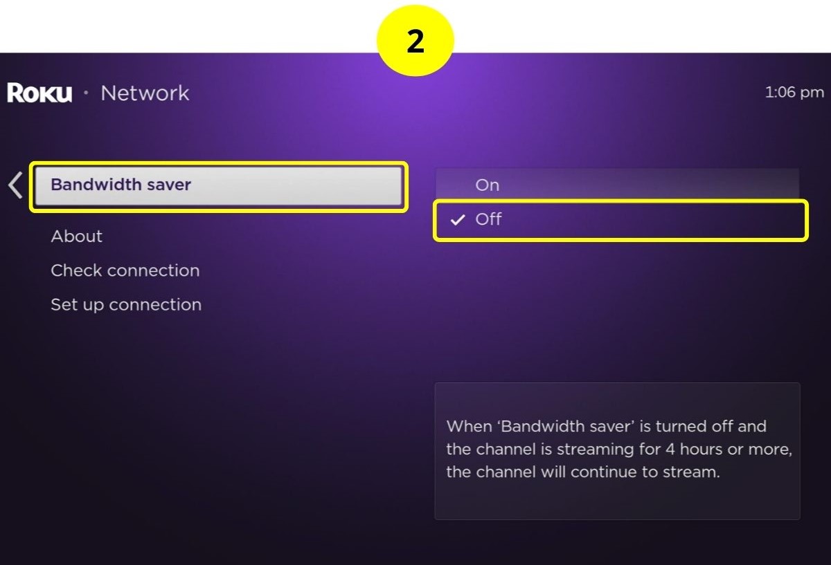 step 2 - choose bandwidth saver and turn it off