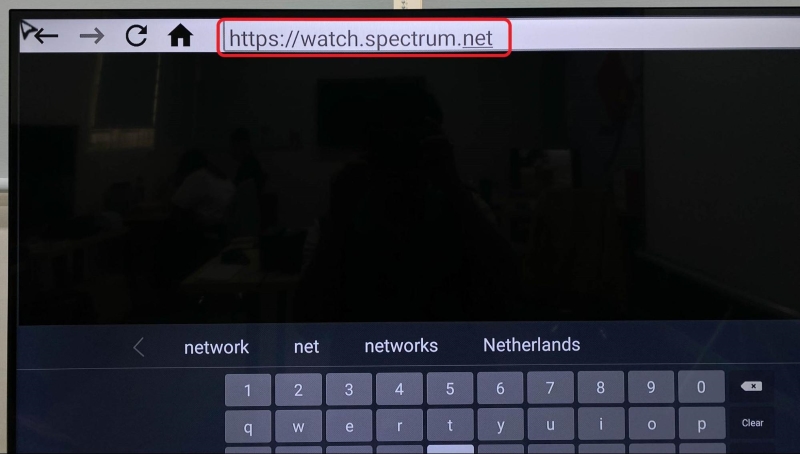 type watch.spectrum.net on TCL TV Internet Browser search tool
