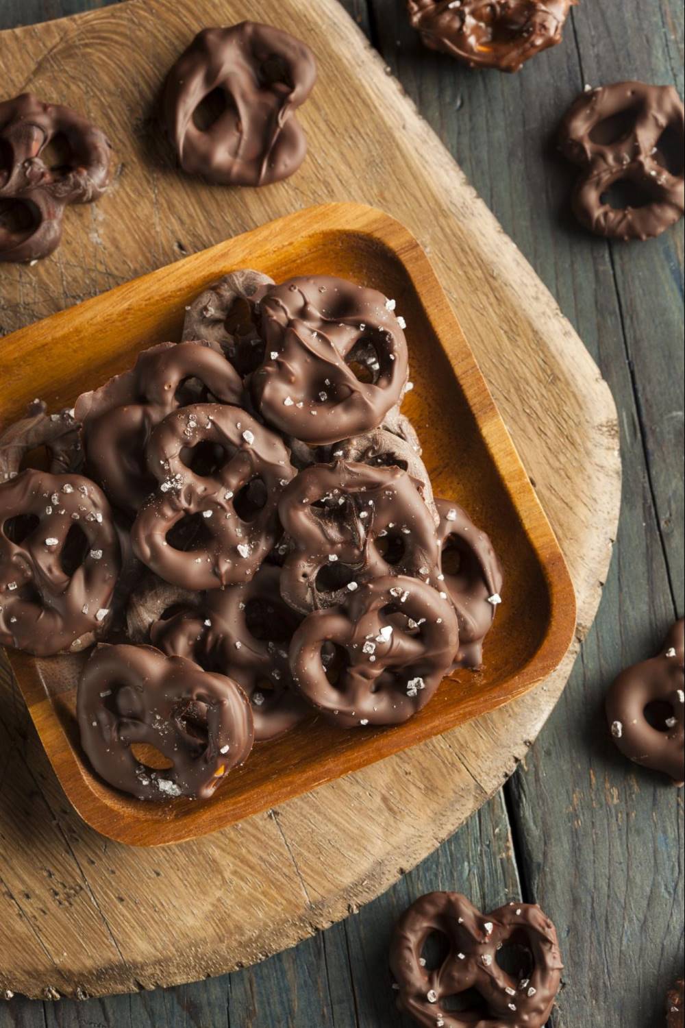 Pretzels covered with chocolate