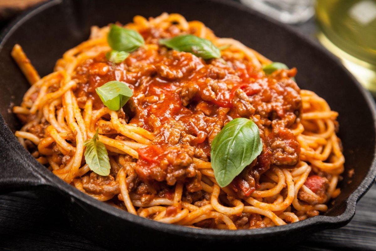 spaghetti on a pan