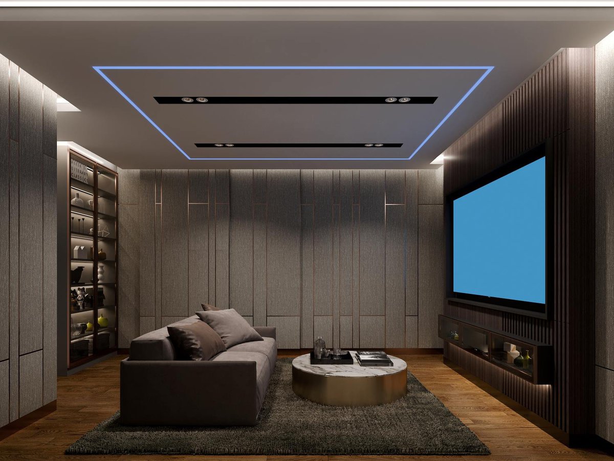 Minimal modern living room home theater