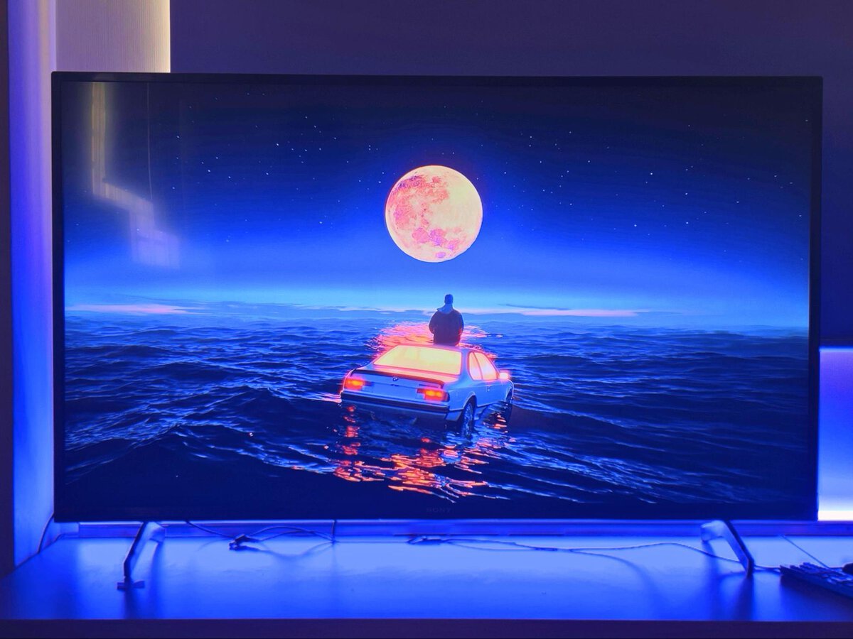 TV with blue bias light