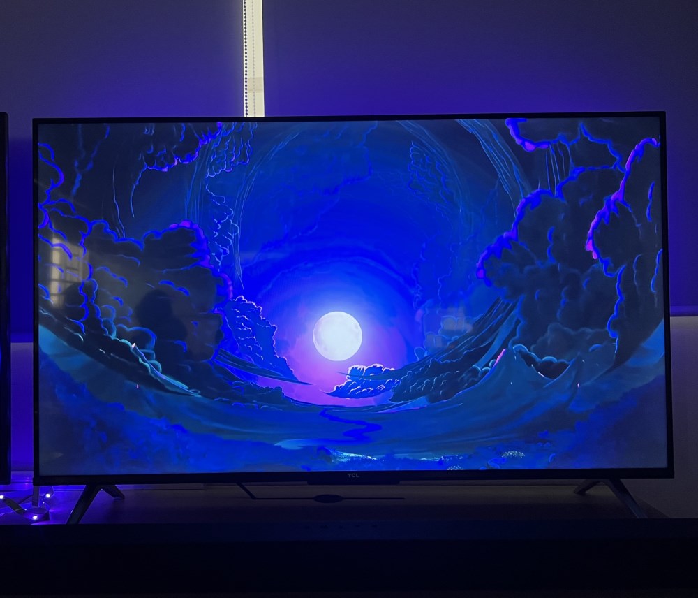 TV with purple bias light