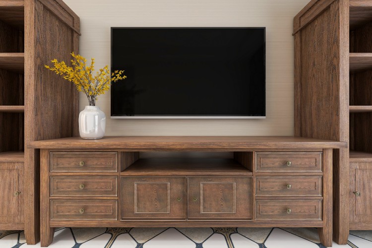 Wooden tv stand and shelf
