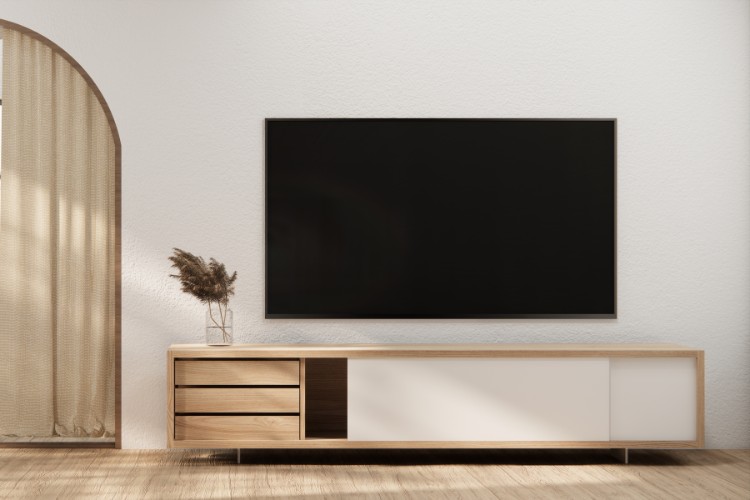 couch, TV stand, and TV in the modern japan style Living room