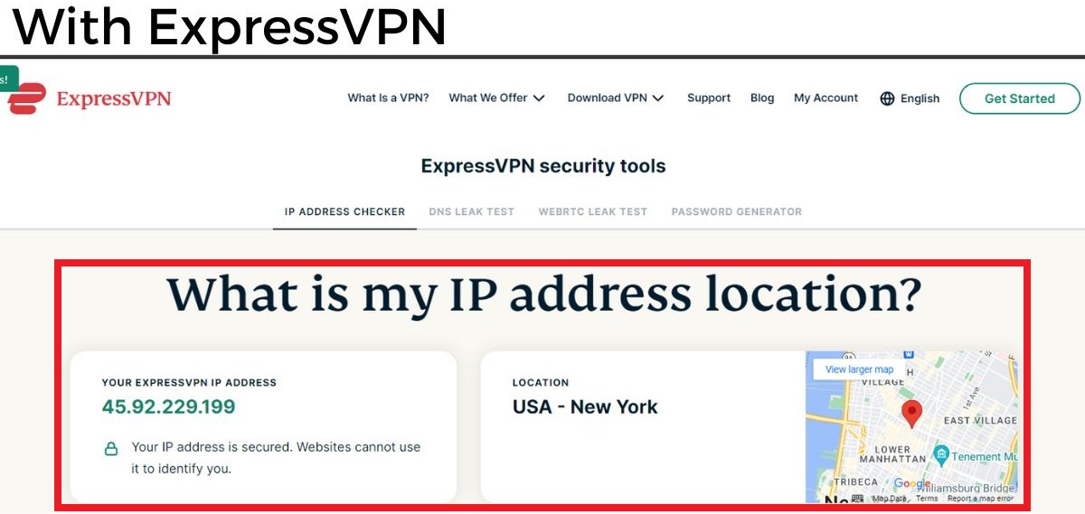 The IP address is masking by Express