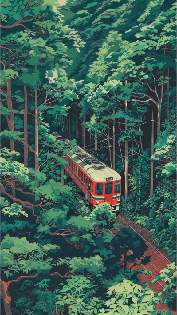 A Red Train In The Woods