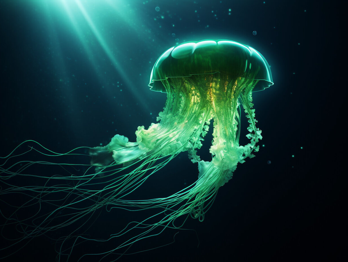 Green Horizontal Jellyfish Wallpaper 1