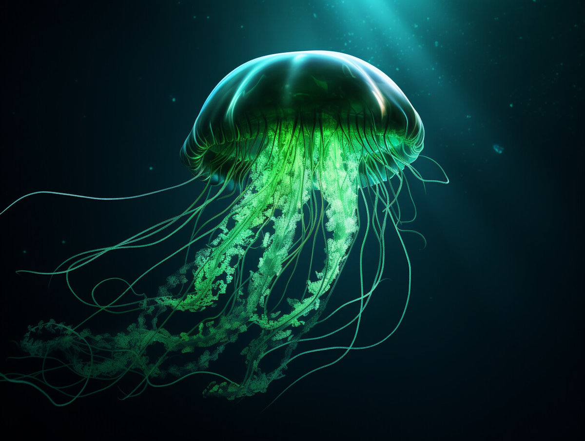 Green Horizontal Jellyfish Wallpaper 3