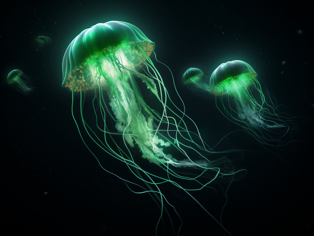 Green Horizontal Jellyfish Wallpaper 5