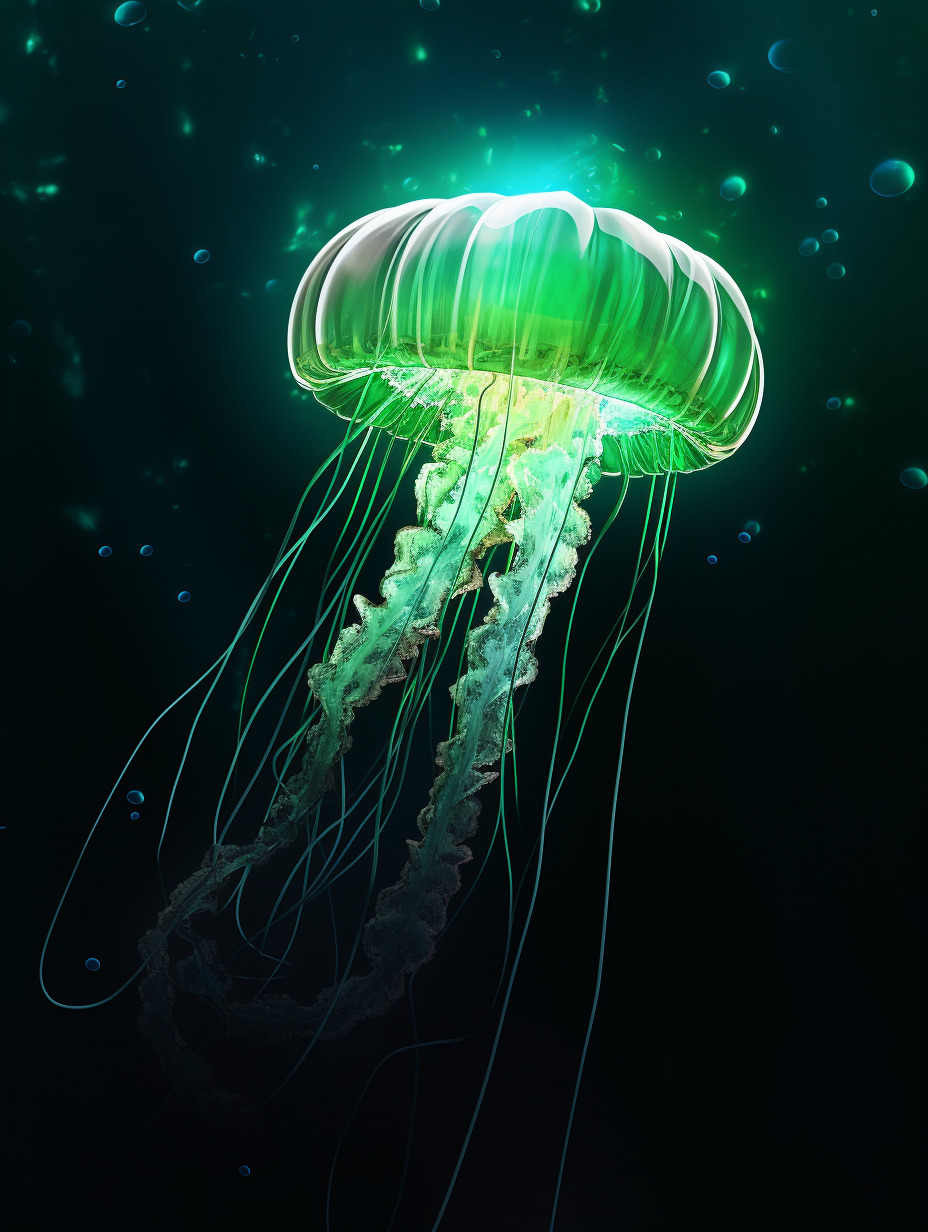 Green Vertical Jellyfish Wallpaper 3