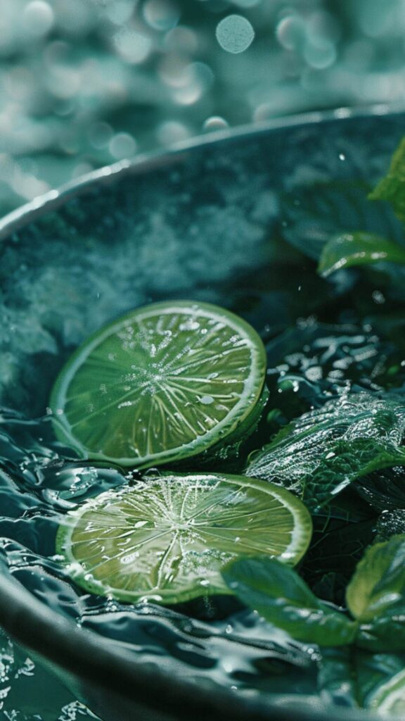 Lime Slices in a Bowl of Water