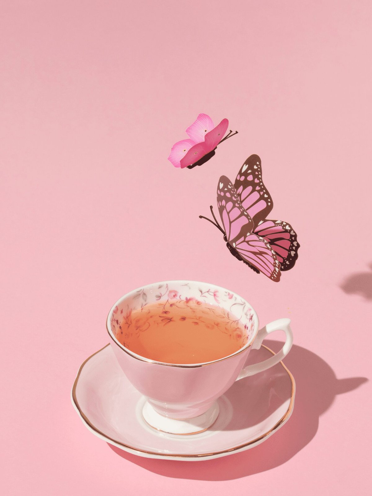 a cup of tea and butterflies