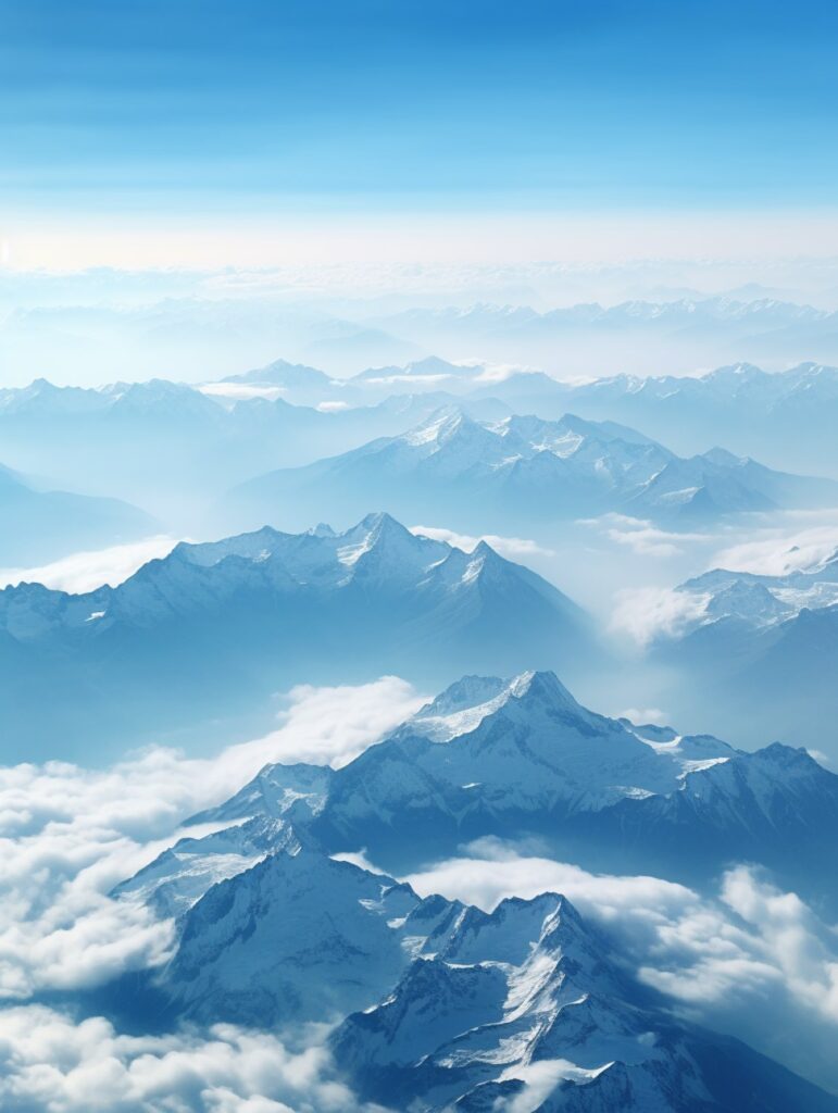 Birds eye view of the misty mountains