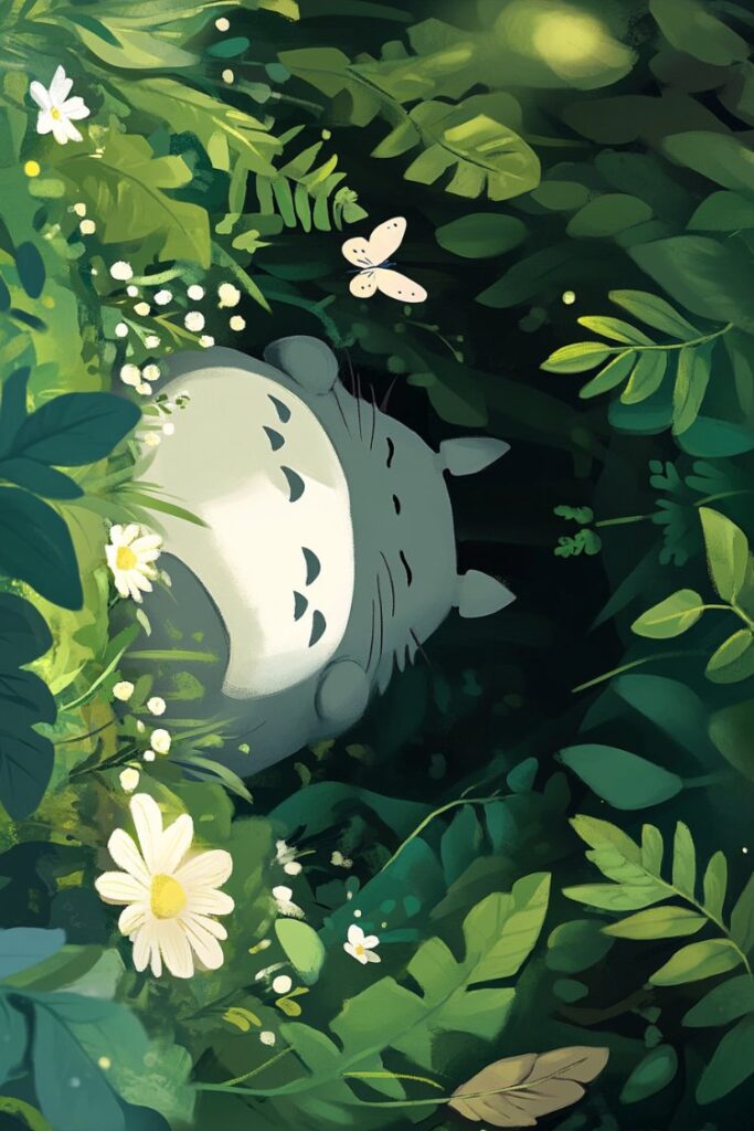 totoro is sleeping in the forest (1)