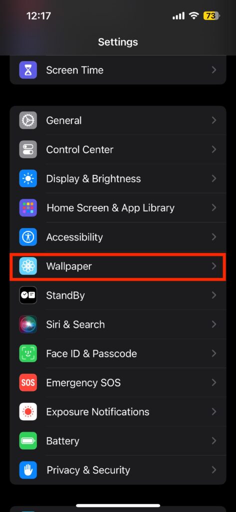 Go to Settings, scroll down and tap Wallpaper