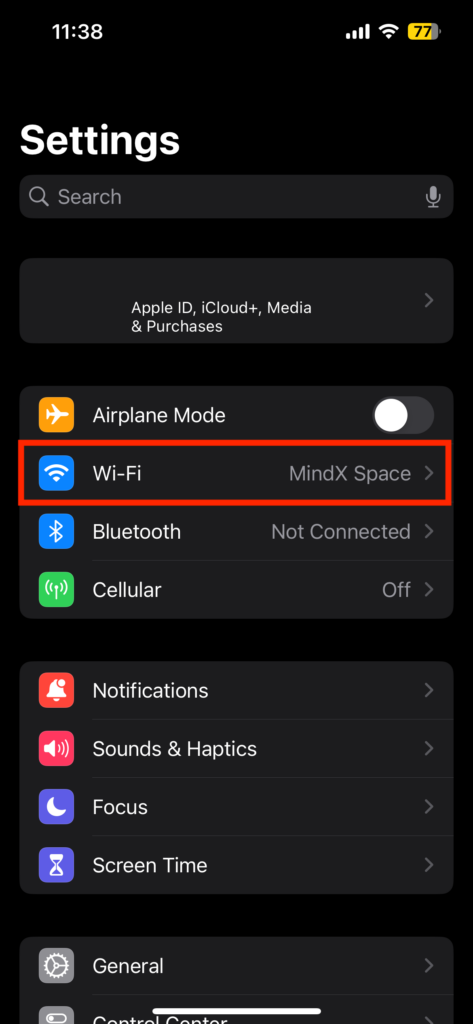 Go to Settings, then tap Wi-Fi