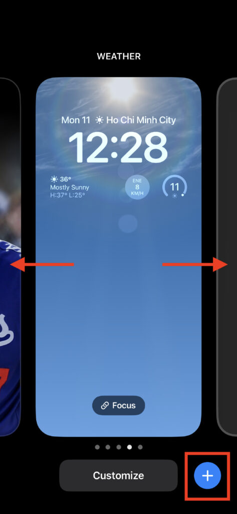 Press and hold anywhere on your Lock Screen until the wallpaper gallery shows up. If you’re looking to switch to a wallpaper you’ve used before, swipe left or right to find it. Or tap the + button to create a new wallpaper